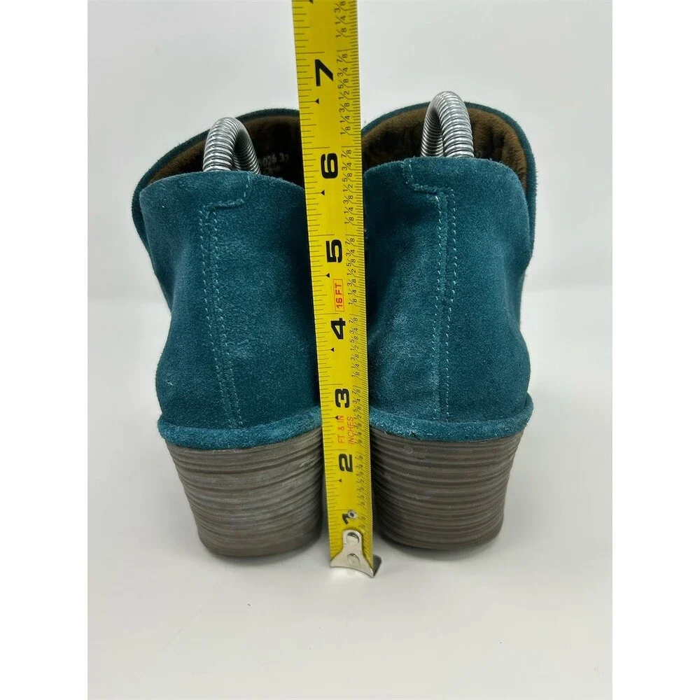 FLY London Yip Wedge Ankle Bootie Womens Teal Petrol Blue Side Zip Size 37